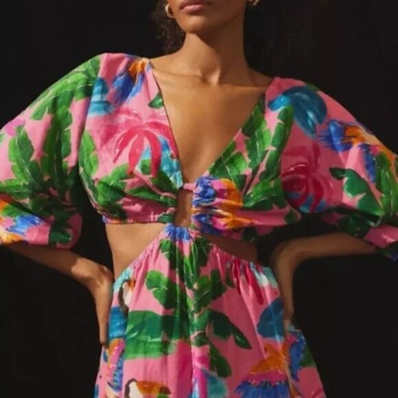 FARM Rio Pink Tropical Midi Dress - Picture 2 of 8